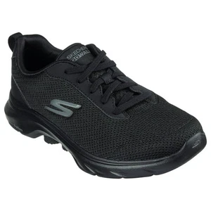 Womens Skechers Go Walk 7- Clear Path Black/ Black Walking Shoes - Picture 1 of 6