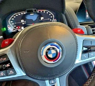 50th Anniversary M BMW Steering Wheel Emblem 46mm BMW 1 3 5 6 7 X5 8 36131181082 - Image 1 of 4