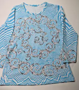 J. MCLAUGHLIN Donna Tessuto Catalina Blu Bianco Righe Design Scrotolato taglia sm - Foto 1 di 9