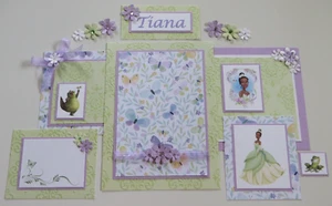Disney Premade Scrapbook Page/Mat Set - HANDMADE Princess Tiana 15pc. Set #14 - Picture 1 of 5