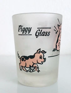 Vintage Piggy Glass 3 Oz Shot Glass Federal Frosted Novelty Drunk Pigs Barware - Picture 1 of 6