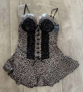 Rene Rofe Leopard Print Sleeveless Nighty Push Up Bra Lingerie Size Medium NWT - Picture 1 of 8