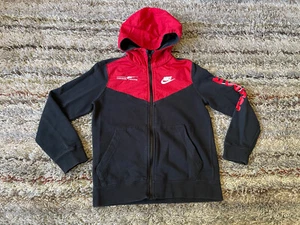 Nike Boys Small Cardinal Fencing Hoodie Red Black Full Zip Sweat Just Do It - Picture 1 of 12