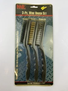 MIT 3pc. Wire Brush Set Nylon, Brass, and Stainless Cleaning & Polish NEW - Picture 1 of 4
