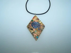 Kunst Orgon Orgonit Anhänger Kette blaue Galaxy-Spirale Blattgold EdelSteine - Bild 1 von 3