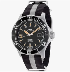 GLYCINE Combat Sub Automatic Black Dial Nylon NATO Strap Mens Watch GL0083 - Picture 1 of 6