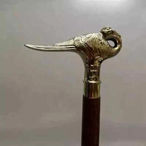 Antique Handle Hercule Poirot Swan Style Brass Walking Stick Gift - Picture 1 of 6
