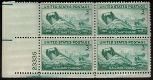 US Scott #936 US Coast Guard, Green ~ 1945 ~ 3-cent ~ Plate block of 4 ~ VF ~ LH - Picture 1 of 2