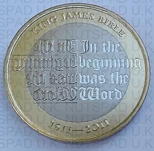 Moneda de dos libras 2011 Royal Mint "Bible King James 400 aniversario" prueba £2 - Imagen 1 de 4