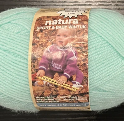 Hilos BaaWoolly: Vintage NATURA SPORT & BABY WINTUK. Verde. 1 x 2 oz. Estados Unidos. Foto 1 de 3