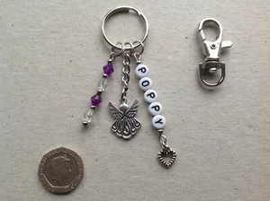 Personalised Guardian Angel Bag Charm Godmother Christening Gift Keepsake - Picture 1 of 12