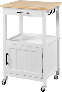 Rolling Kitchen Island with Single Door Cabinet, Kitchen Cart with Drawer on Swi - Picture 1 of 12
