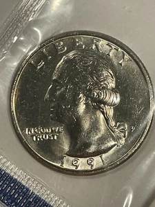 1991 P BU Washington Quarter in US Mint cello - Picture 1 of 2