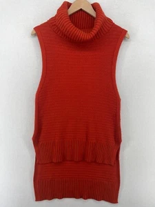 BANANA REPUBLIC Sweater Womens S Turtleneck Sleeveless Tunic Cotton Blend Orange - Picture 1 of 14