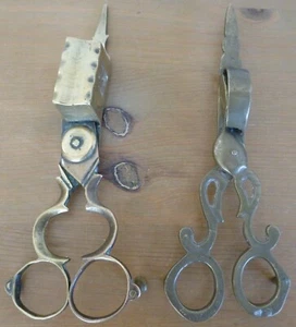Two Antique Brass Candle Scissor Style Snuffers - Picture 1 of 7