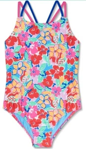 Speedo Girls One Piece Swimsuit Size 14 Floral Thin Straps New - Picture 1 of 10