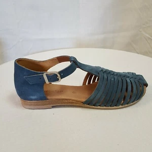 ERIC MICHAEL MAGGIE Blue Suede T-Strap Flat made in Portugal EUR 36 US 6 - Picture 1 of 3