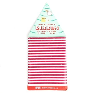 Vintage Weihnachtsband Kunststoff Süßigkeiten gestreift Innen/Außen 4,5" x 16" PSI - Bild 1 von 4