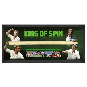 SHANE WARNE HAND SIGNED & FRAMED FULL SIZE CRICKET STUMP CERTIFICATE - Picture 1 of 2