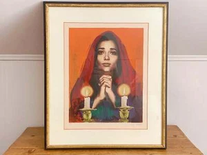 Vintage Circa 1975 "Shabbas Candles XIV A" Lithograph by Sandu Liberman | Signed - Picture 1 of 10