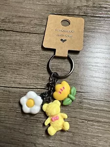Keychain Handmade Teddy Bear With Flower Charms - Picture 1 of 4