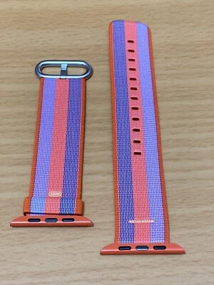 Genuine APPLE Watch Band Strap Woven Nylon ORANGE STRIPES 42mm /44mm