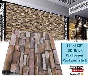 3D Stone Wallpaper Self-Adhesive Contact Paper Brick Peel and Stick Waterproof - Picture 1 of 8