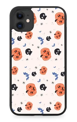 Halloween Pumpkin Pattern Rubber Phone Case Pumpkins Shapes Symbols Faces MB03 - Image 1 of 2