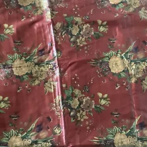 Vintage 5th Avenue Designs Covington Red Floral Crimson Upholstery 4.3 Yards - Picture 1 of 7