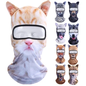 Cat / Dog Full Face Mask Animal Costumes Full Head Mask Balaclava Hats for Sport - Picture 1 of 47