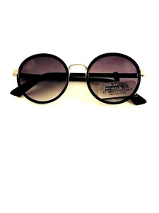 Designer Sonnenbrille Unisex schwarz rund goldfarbenes Gestell - Bild 1 von 4