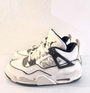 Nike Kid's Sz 4Y Air Jordan 4 Retro SE (GS) White Black Volt DC4101 100 - Picture 1 of 6