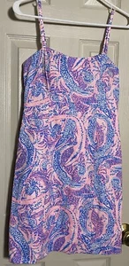 Vestido Lilly Pulitzer Rosa y Azul Estampado de Caimán y Piña Forrado Talla-00 - Imagen 1 de 7