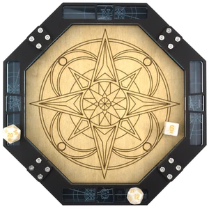C4Labs Dice Tray 10" Octagon Laser Etched Wood - Compass - Blue - Picture 1 of 6