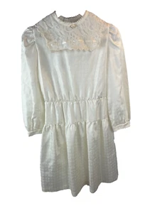 The Ribbons and Lace Collection 80s Vintage Ivory Tiered Modest Girls Dress 12 - Picture 1 of 18