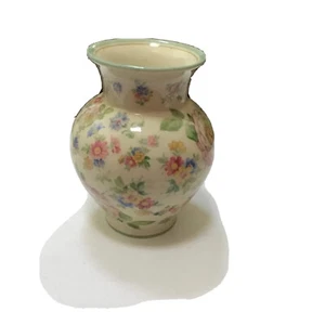 Thomas Bavaria Ivory Vase with Floral Print & Green Trim US Germany  Zone 5” - Picture 1 of 8