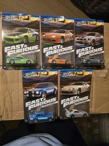 Fast Furious Brian Full Set Of 5 Hot Wheels Silver Series Toy Cars Paul Walker - Picture 1 of 1