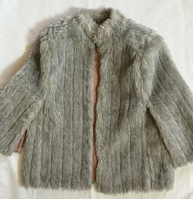 Vtg Monteza Gray Faux Fur Cap/Coat Pink Satin Lining Mexico 60s 70s Rare S/M EUC - Image 1 of 4