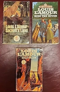 Louis L'amour Lot 3 Western PB SACKETTS LAND RIDE the RIVER MILO TALON 1970s-80s - Foto 1 di 8