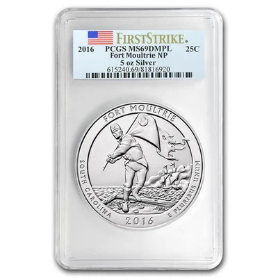 2016 5 oz Silver ATB Fort Moultrie MS-69 DMPL PCGS (FS) - Image 1 of 4