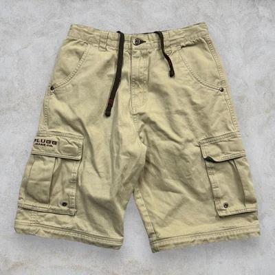 SHORTS VINTAGE Y2K PLUGG MARCA Y2K CARGO SKATISTA ESTILO CARGA FOLGADA 28" CINTURA - Imagem 1 de 4