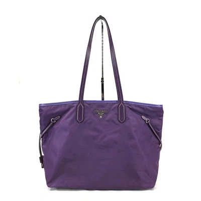 Auth PRADA Nylon Tote Bag E-00003/25N Purple Violet with Silver Hardware - Image 1 of 4