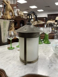 Small Antique Early Victorian Brass Ceiling / Porch Lantern H: 38 cm W: 17 cm - Picture 1 of 6