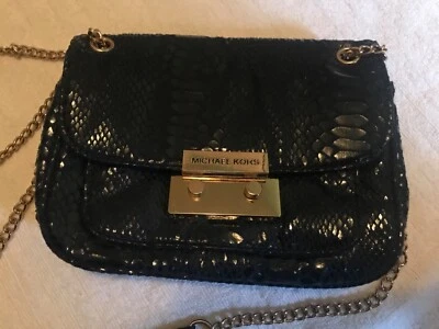 Bolso Bandolera Michael Kors Sloan Azul Medianoche Pitón/Cadena de Hombro Nuevo sin Etiquetas Foto 1 de 4