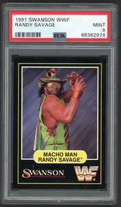 "MACHO MAN" RANDY SAVAGE 1991 SWANSON WWF "BLACK BORDER" CARD PSA 9 MINT