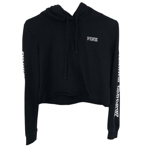 UNDERCOVER Felpa con cappuccio ROSA Victoria’s Secret donna XS nera crop top pullover Spellout Love