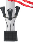 3 Super-Spotlights PC Crystal LED Flag Pole Light Solar Powered, IP65 Waterproof
