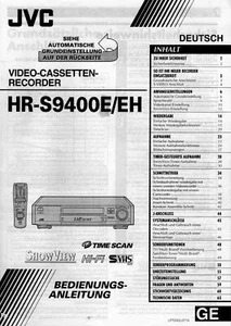 Bedienungsanleitung für JVC HR-S9400E/EH Videorecorder SVHS - Bild 1 von 1