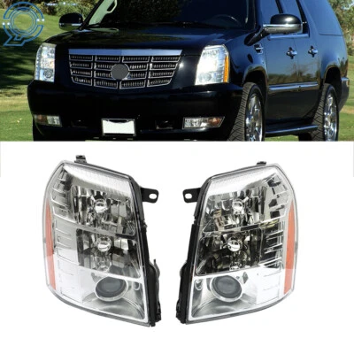 For Cadillac Escalade 2007-2014 HID Projector Headlight Chrome Left+Right Side - Image 1 of 4