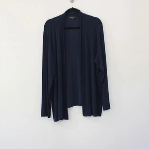 Slinky Brand Long Sleeve Stretchy Cardigan Size 2X Blue Open Front Mature Relax - Picture 1 of 11